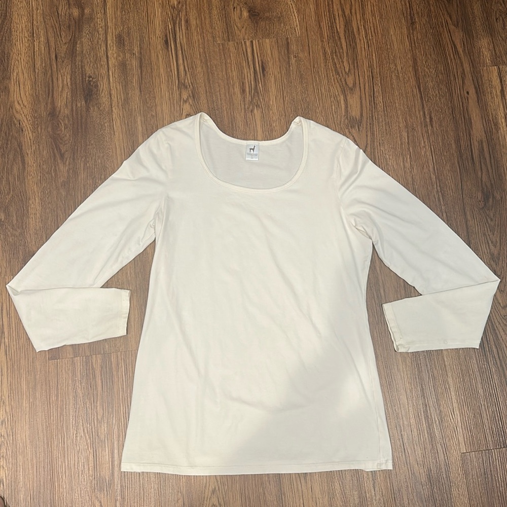 Peruvian Connection White Scoop Neck Layering Pim… - image 1